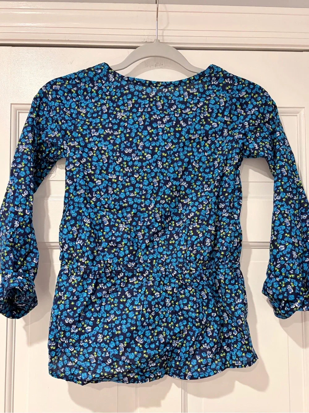 The Children's Place Navy Blue Floral Button-Front Peplum Top